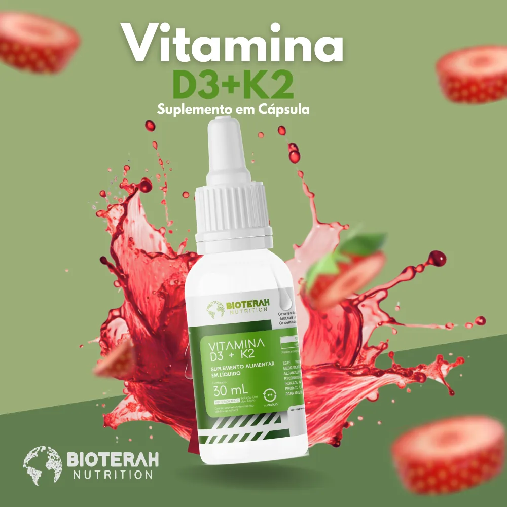 Suplemento de Vitamina D3 + K2 da Bioterah
