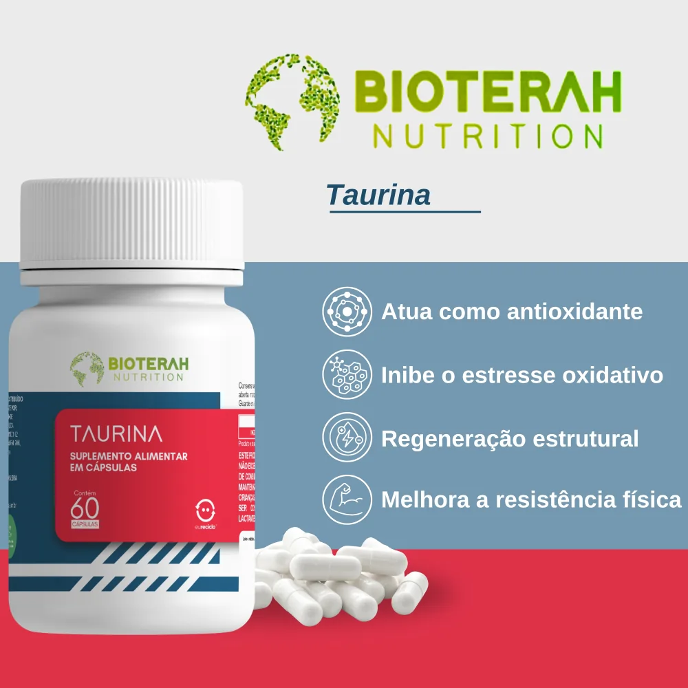 Suplemento de taurina em cápsulas da Bioterah